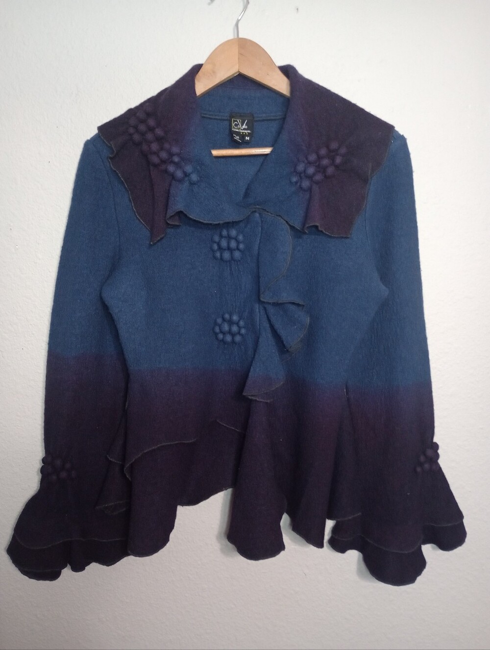 Covelo Ombre Wool Jacket Ruffled Sleeves Fairy Whimsical
